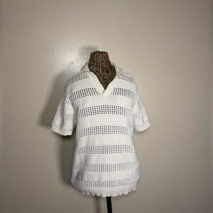 Men's White Knit Polo Shirt date night, bohomen, resort, casual